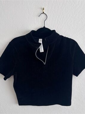 Alo Black Ribbed Corduroy Top